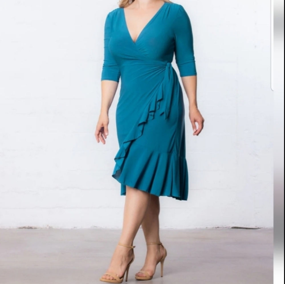 Kiyonna Plus Size Whimsy Wrap Dress Midi